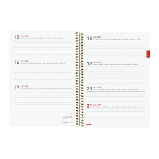 Agenda escolar semanal A5 2026/27 18 meses espiral FINOCAM girl com elástico