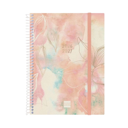 Agenda escolar semanal A5 2026/27 18 meses espiral FINOCAM pretty com elástico