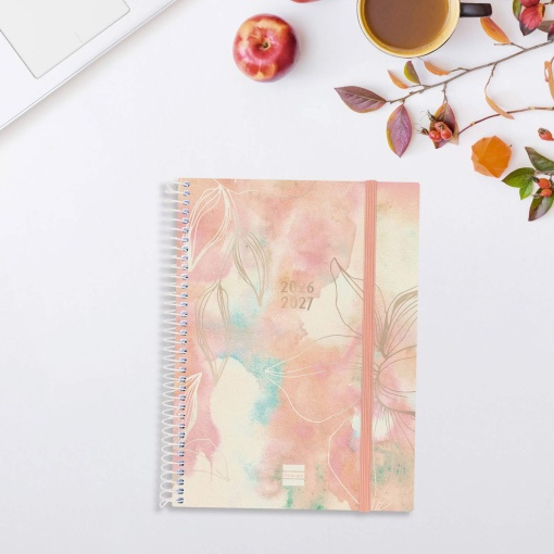 Agenda escolar semanal A5 2026/27 18 meses espiral FINOCAM pretty com elástico