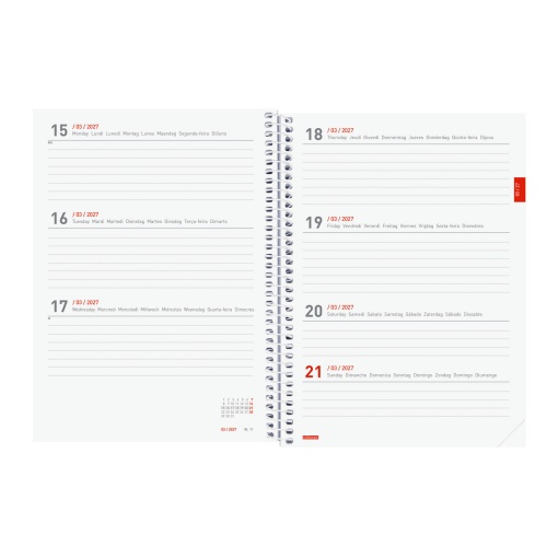 Agenda escolar semanal A5 2026/27 18 meses espiral FINOCAM pretty com elástico