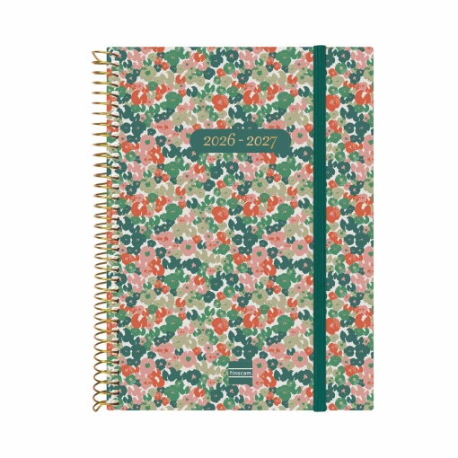 Agenda escolar semanal A5 2026/27 18 meses espiral FINOCAM daisy com elástico
