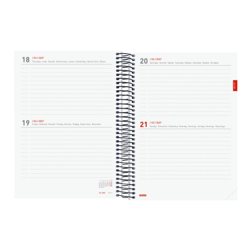 Agenda escolar 2 dias por página A5 2026/27 18 meses espiral FINOCAM negro com elástico