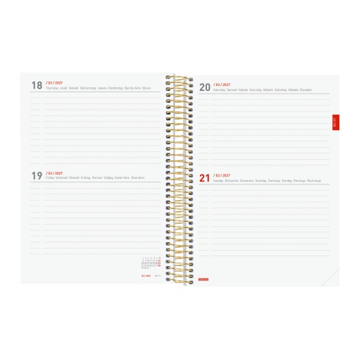 Agenda escolar 2 dias por página A5 2026/27 18 meses espiral FINOCAM daisy com elástico