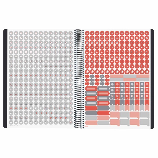 Agenda escolar diaria A4 2026/27, 16 meses, encuadernación en espiral FINOCAM Ikon negra con cierre elástico.