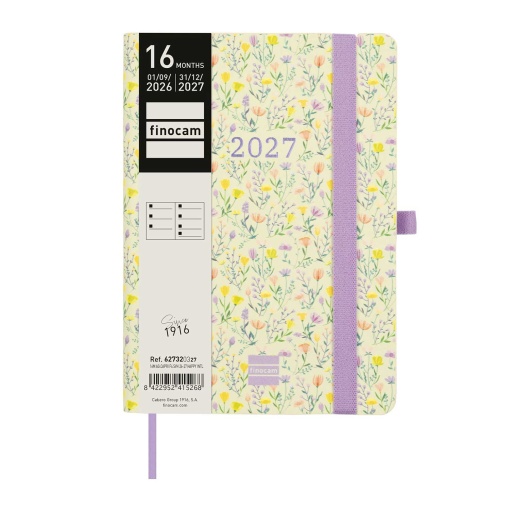 Weekly school planner 118x168mm 2026/27 16 months FINOCAM Capri happy with elastic closure