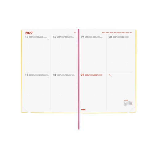 Agenda escolar semanal A5 2026/27 16 meses FINOCAM Dotted bloom com elástico