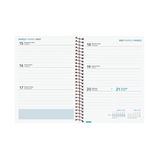 Agenda escolar semanal 120x164mm 2026/27 12 meses espiral FINOCAM Gamma negro