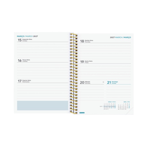 Agenda escolar semanal 120x164mm 2026/27 12 meses espiral FINOCAM Gamma shine