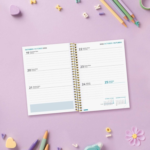 Agenda escolar semanal 120x164mm 2026/27 12 meses espiral FINOCAM Gamma shine