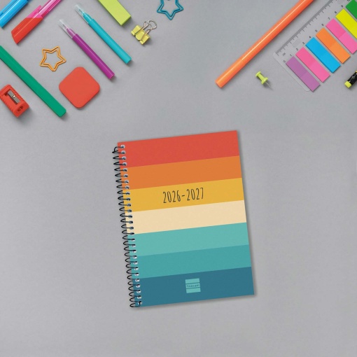 Agenda escolar semanal 120x164mm 2026/27 12 meses espiral FINOCAM Gamma colors