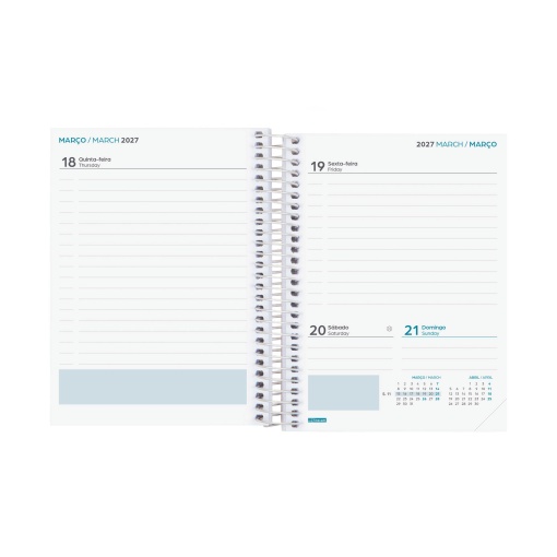 Agenda escolar diária 120x164mm 2026/27 12 meses espiral FINOCAM Gamma fiori