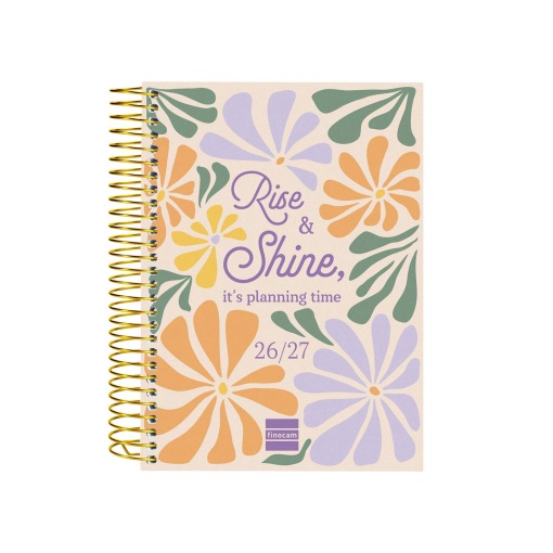Agenda escolar diária 120x164mm 2026/27 12 meses espiral FINOCAM Gamma shine