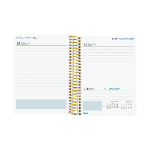 Agenda escolar diária 120x164mm 2026/27 12 meses espiral FINOCAM Gamma shine
