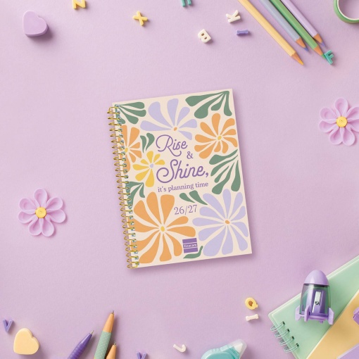 Agenda escolar diária 120x164mm 2026/27 12 meses espiral FINOCAM Gamma shine