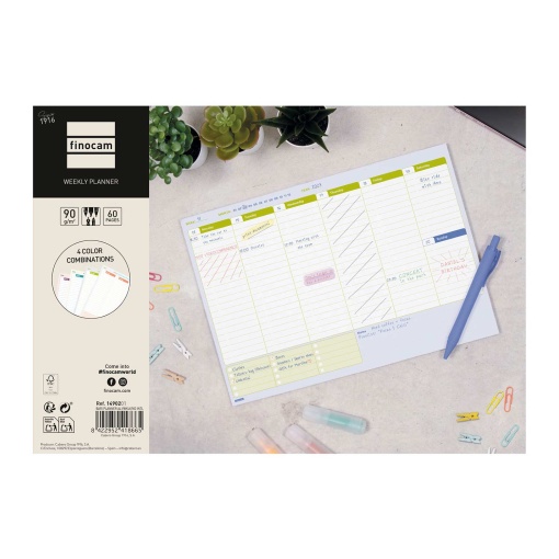 Planificador semanal vista vertical A4 FINOCAM Bari