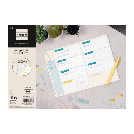 Planificador semanal vista horizontal A4 FINOCAM Bari