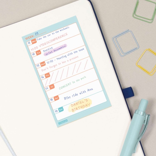 Planificador aderente semanal 70x150mm FINOCAM