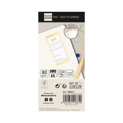 Planificador aderente diário 70x150mm FINOCAM