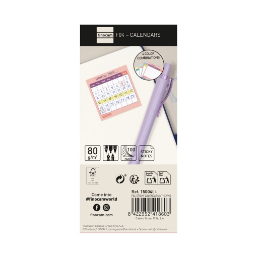 Calendário aderente 2 meses 70x150mm FINOCAM