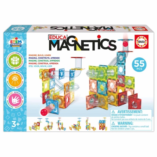 Juego de construcción magnético Stem Tracks, 55 piezas, EDUCA