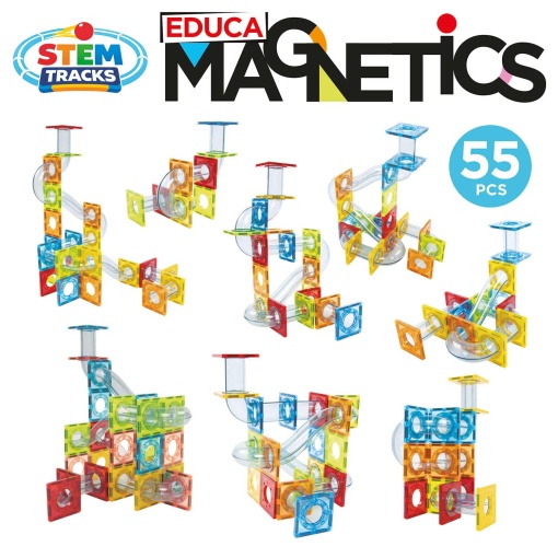 Juego de construcción magnético Stem Tracks, 55 piezas, EDUCA