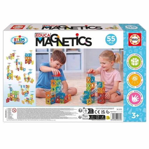 Juego de construcción magnético Stem Tracks, 55 piezas, EDUCA