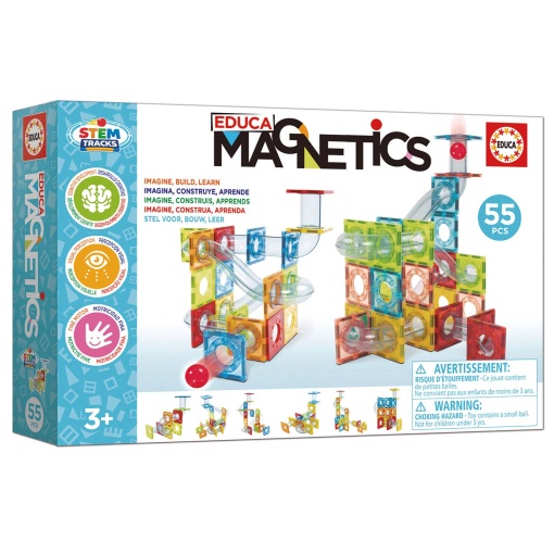 Juego de construcción magnético Stem Tracks, 55 piezas, EDUCA