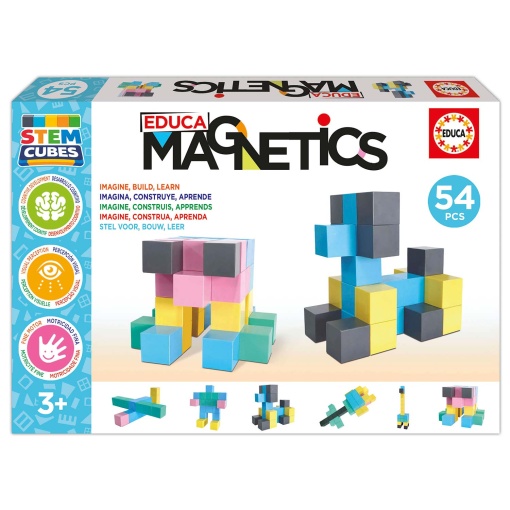 Juego de construcción magnético Stem Cubes, 54 piezas, EDUCA