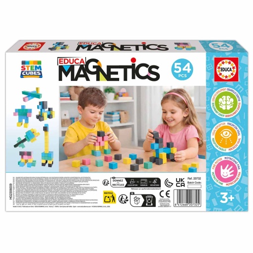 Juego de construcción magnético Stem Cubes, 54 piezas, EDUCA