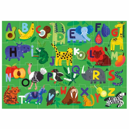 Rompecabezas EDUCA Max de 50 piezas con letras, frutas y animales.