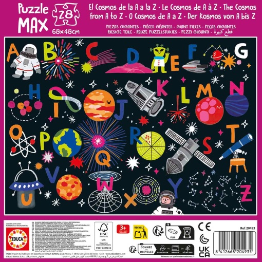 Puzzle EDUCA Max 50 peças alfabeto espacial