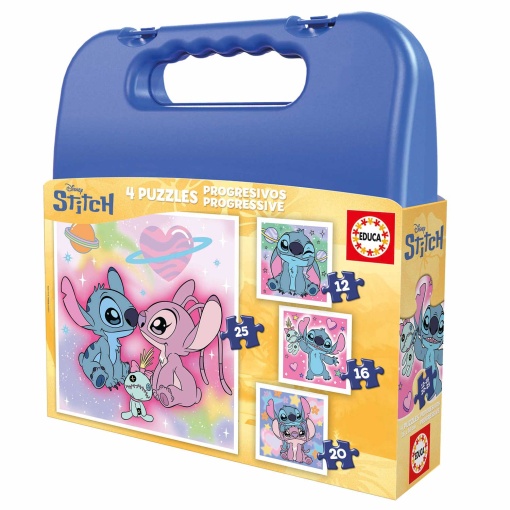 Maleta puzzle EDUCA 12-16-20-25 peças progressivo Disney Stitch