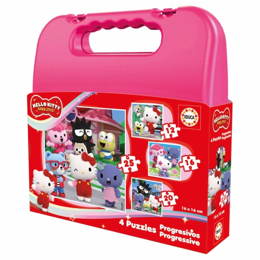 Maleta puzzle EDUCA 12-16-20-25 peças progressivo Hello Kitty Super Style