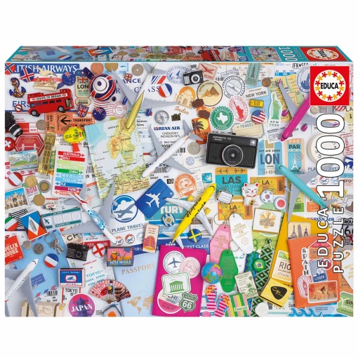Puzzle EDUCA 1000 peças colagem de viagens