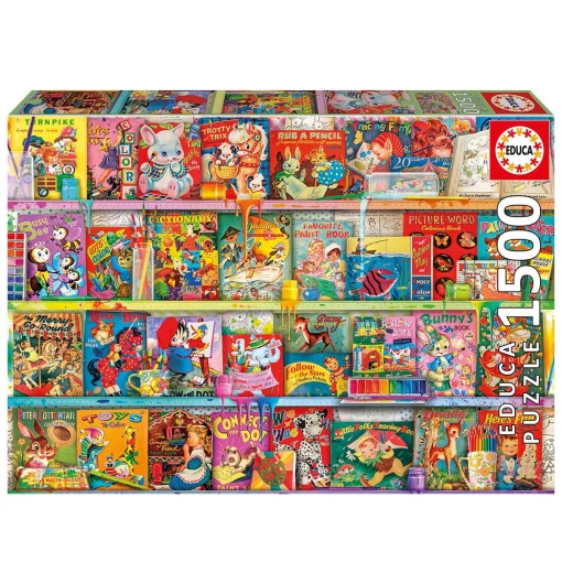Puzzle EDUCA 1500 peças o cantinho do livro divertido e kitsch