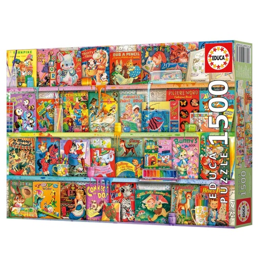 Puzzle EDUCA 1500 pieces, the fun and kitsch book corner