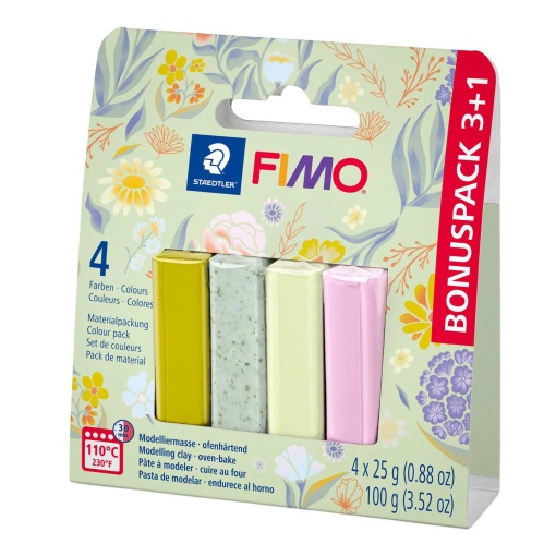 Pasta de modelar FIMO Soft Effect floral 8023 3+1 cores 25g