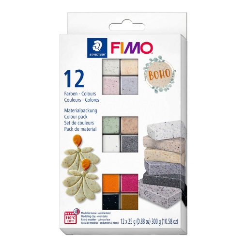 Pasta de modelar FIMO Effect boho 8013 5 12 cores 25g