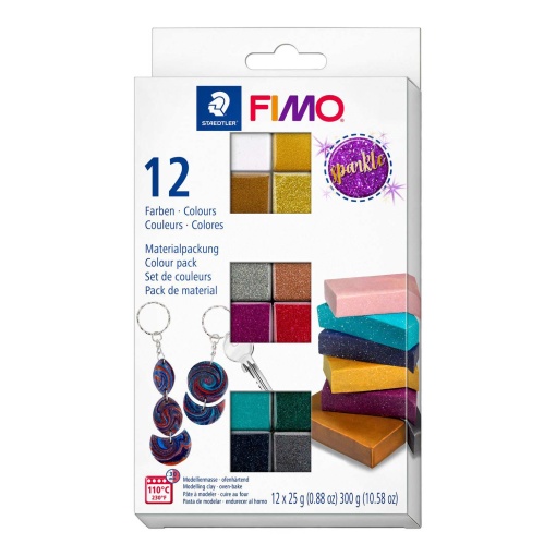 Pasta de modelar FIMO Effect sparkle 8013 4 12 cores 25g