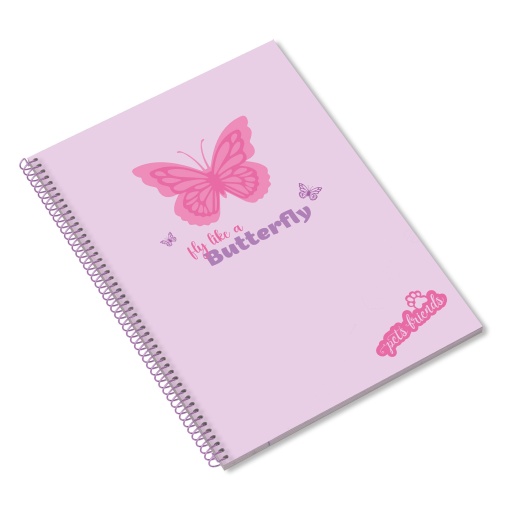 Caderno A5 capa dura espiral AMBAR Pets Friends Magic World pautado 80 folhas 100g sortido