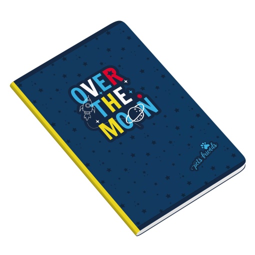 Caderno A4 capa plástica agrafado AMBAR Pets Friends Kidventure World pautado 48 folhas 90g sortido