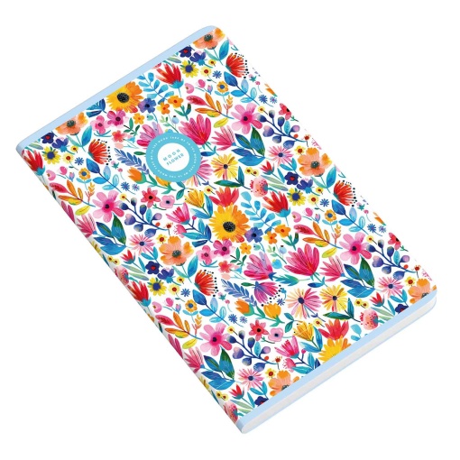 Caderno A4 capa plástica agrafado AMBAR Moonflower Teen pautado 48 folhas 90g sortido