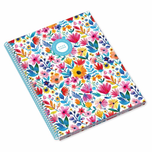 Caderno A4 capa dura espiral AMBAR Moonflower Teen quadriculado 80 folhas 90g sortido