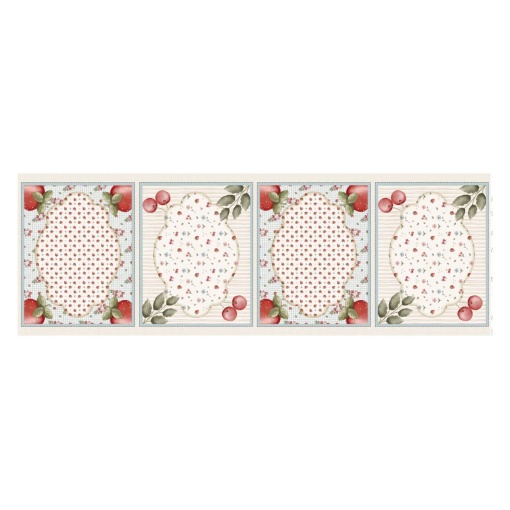 Tecido Fuxicos e Fricotes Frutas Vermelhas painel individuais 50x150cm