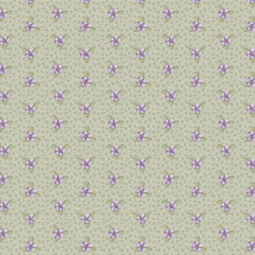 Tecido Fuxicos e Fricotes Passarinhos mini floral verde 1x1,50m