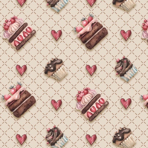 Tecido Fuxicos e Fricotes Café com Amigas mini bolinhos 1x1,50m