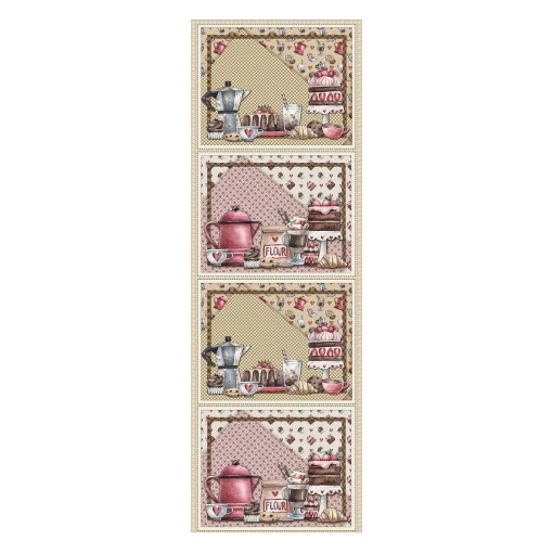 Tecido Fuxicos e Fricotes Café com Amigas painel individuais 50x150cm