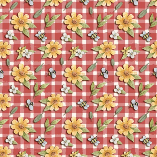 Tecido Fuxicos e Fricotes Picnic mini floral vermelho 1x1,50m