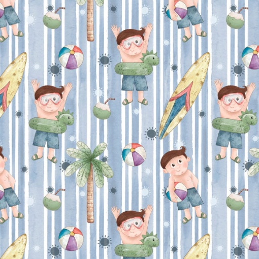 Tecido Fuxicos e Fricotes Férias meninos 1x1,50m