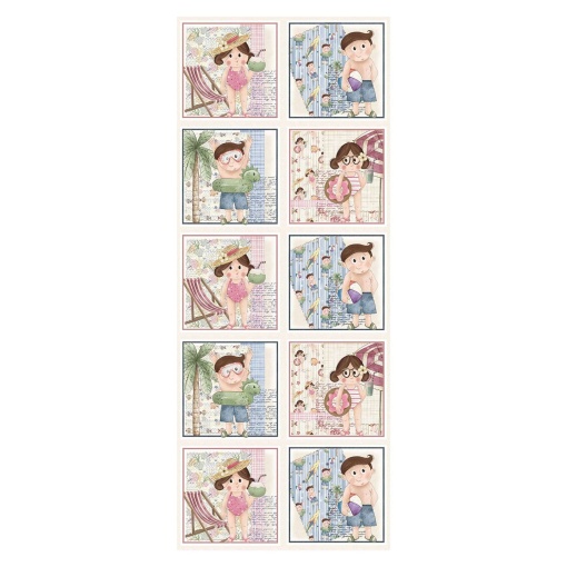 Tecido Fuxicos e Fricotes Férias painel quadrados 60x150cm